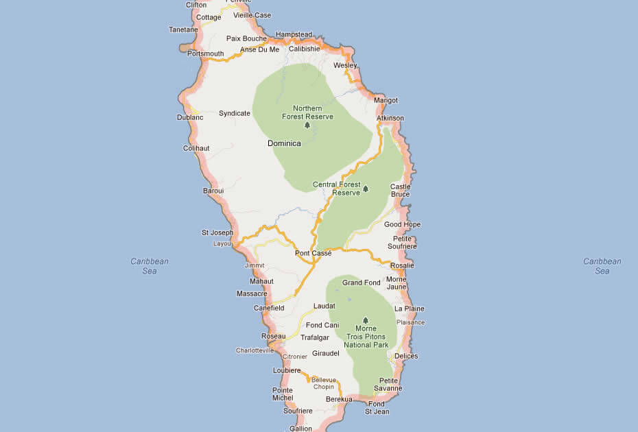 Satellite Map of Dominica